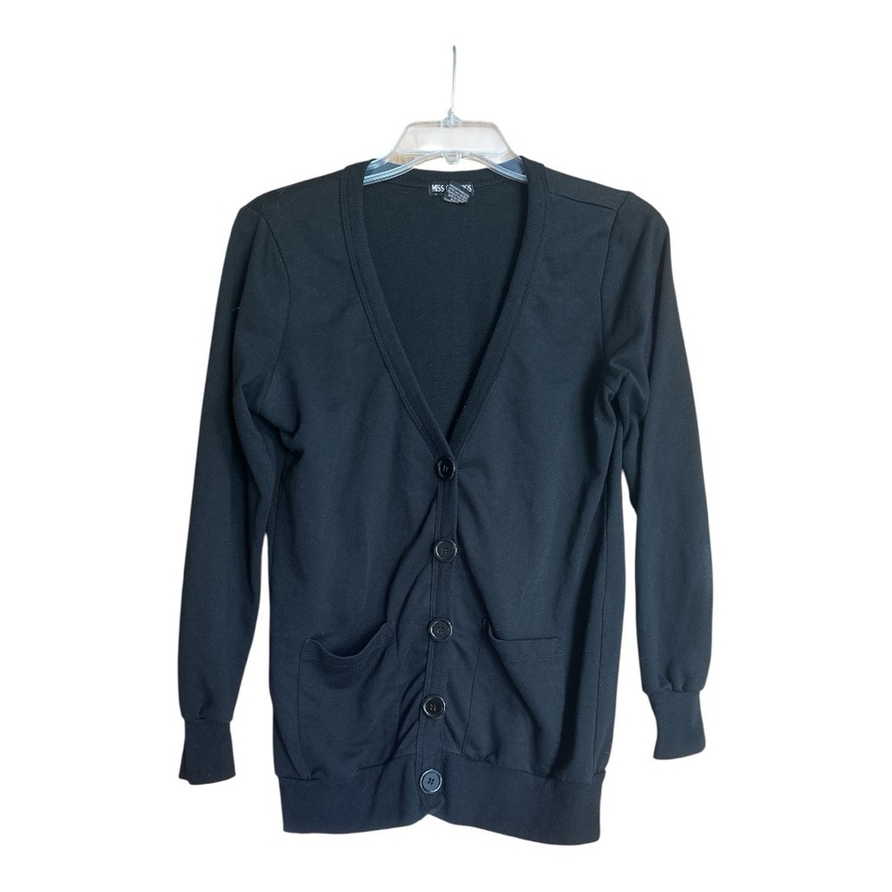 Miss Chievous Women’s Black Button-Up Cardigan, Large